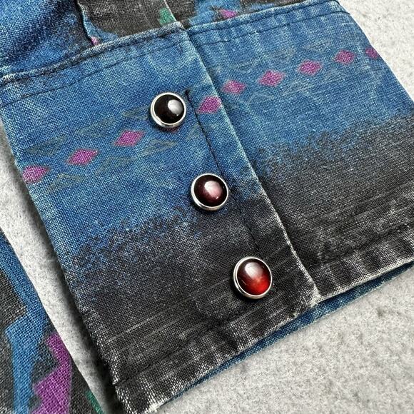 Vintage Wrangler Shirt Men’s Large Aztec Western Snap Brushpopper Rodeo Cowboy - Picture 3 of 16